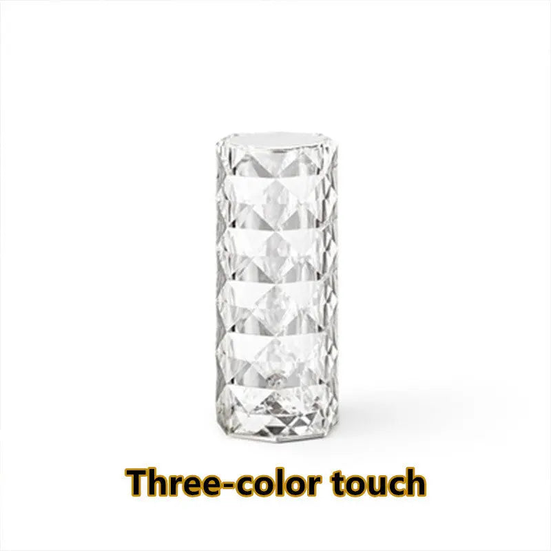 Nordic Crystal Lamp USB Table Lamp with Touch Dimming and RGB Color Changing Light for Bedroom and Home Decor