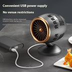 Portable small kitchen ventilator in black gold with filter element, USB-powered desktop smoke extractor fan

