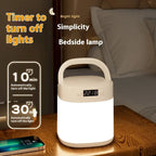 Rechargeable portable LED table lamp with clock and tri-color light options