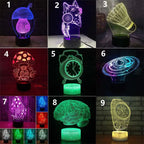 3D colorful LED desk lamp with touch and remote control features, perfect for modern home decor and study rooms