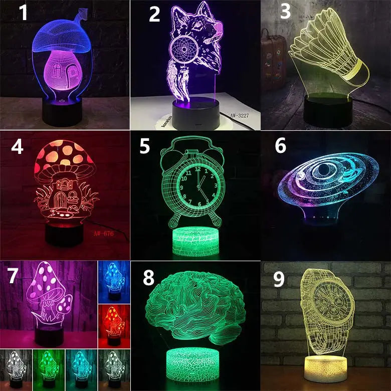 3D colorful LED desk lamp with touch and remote control features, perfect for modern home decor and study rooms
