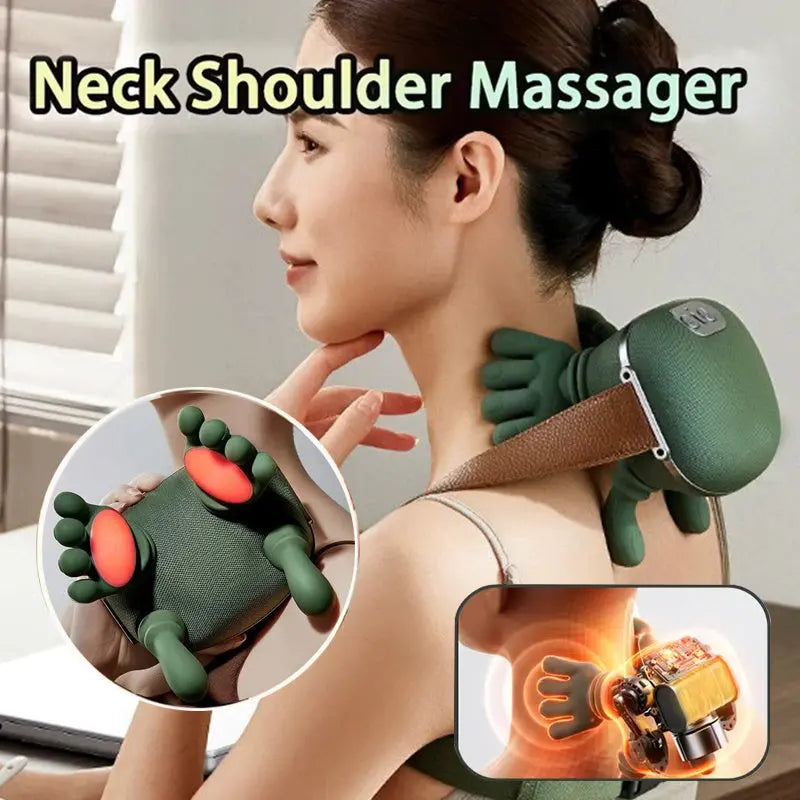 INELECTRON ™ - Neck Shoulder Massager Deep Tissue Shiatsu Back Cervical Massage Machine Bionic Heated Fatigue Relief Relax Muscle ﻿3-Level - Inelectron Store