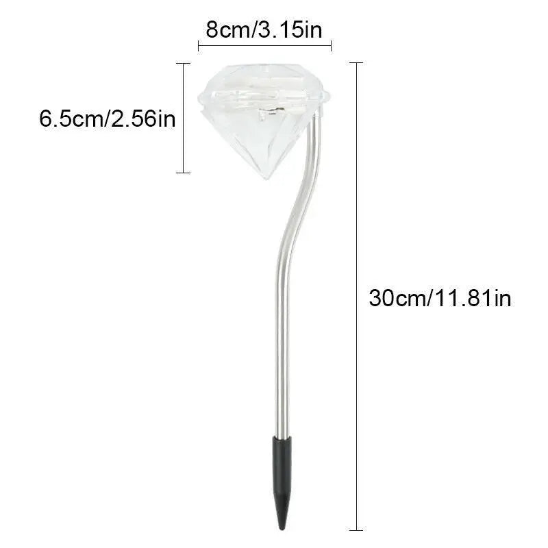 Solar-powered garden diamond light, available in white or multicolor, ideal for outdoor, yard, and fence decoration, IP55 waterproof, energy-efficient