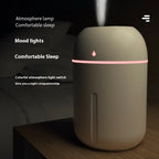 330ml mini USB humidifier in white, pink, and green – ultrasonic desktop mist diffuser for bedroom or office use