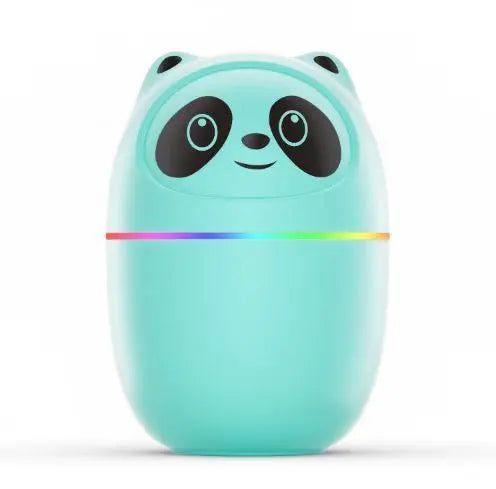 Teal panda-shaped night light with a rainbow stripe.