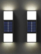 Solar outdoor wall lamp with bidirectional sensing, waterproof and energy-efficient for garden or patio lighting