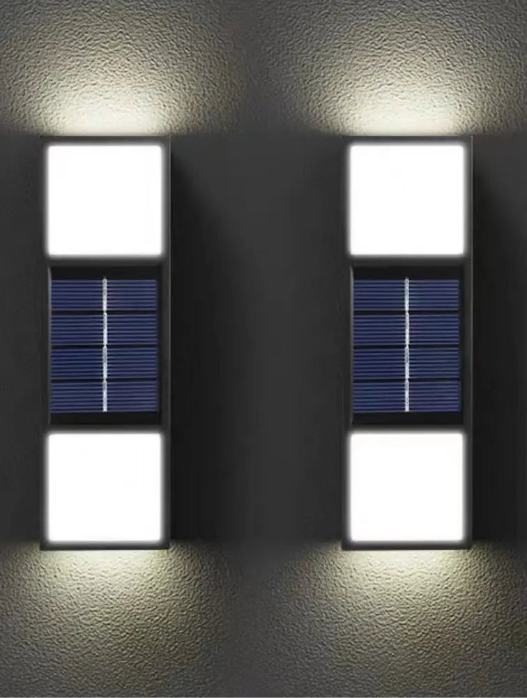 Solar outdoor wall lamp with bidirectional sensing, waterproof and energy-efficient for garden or patio lighting