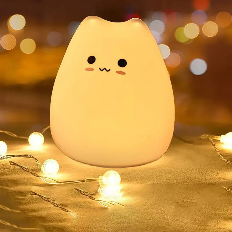 Fall Cute Cat LED Color Night Light, Desktop Atmosphere Bedside Lamp for Bedroom Decoration, LED Desktop Light for Party Festival Birthday Gift, Girls Bedroom Furniture