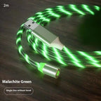 Magnetic charging cable with LED light, nylon braided, 3-in-1 USB connector for Type-C, Micro USB, and Lightning devices