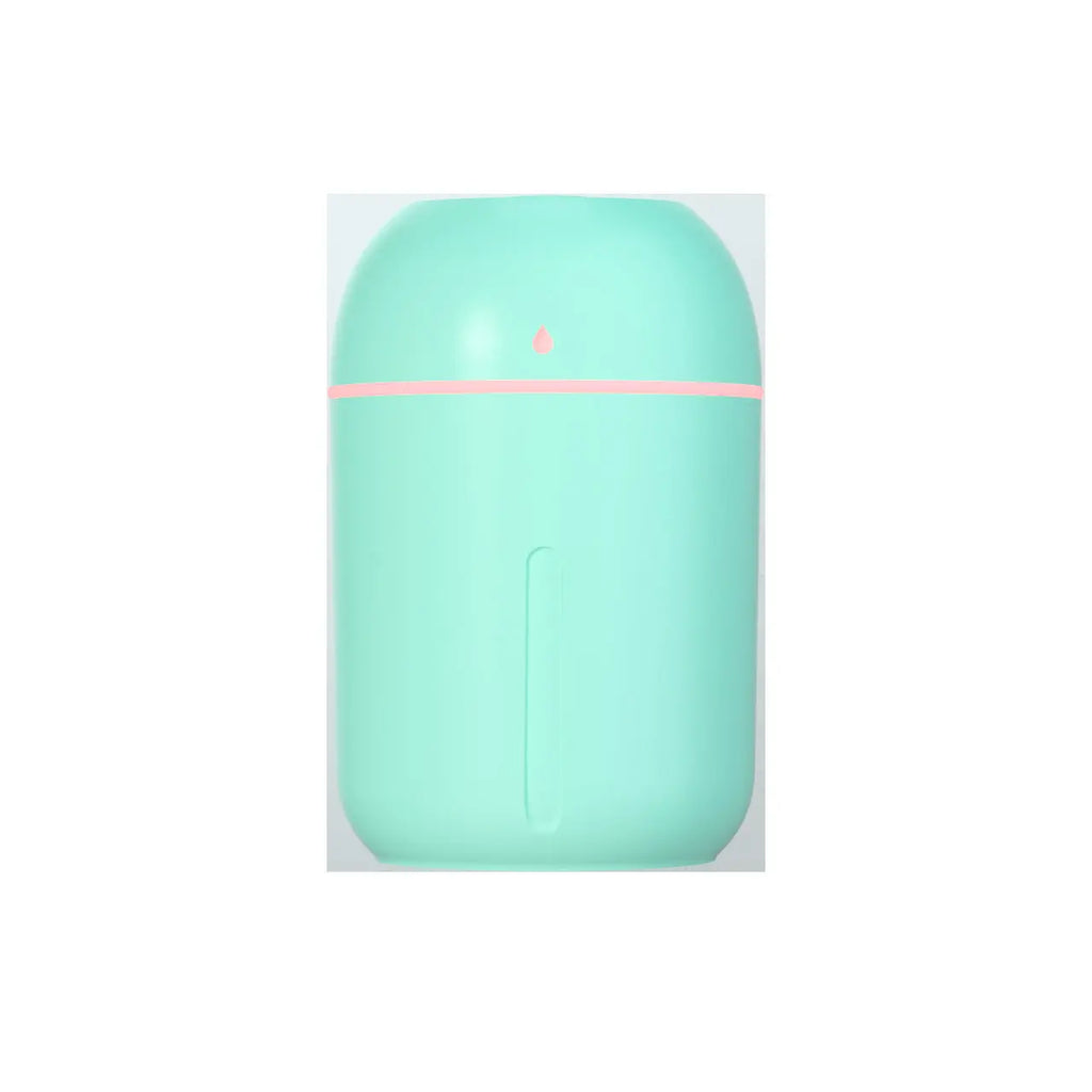 330ml mini USB humidifier in white, pink, and green – ultrasonic desktop mist diffuser for bedroom or office use