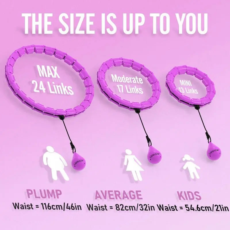 Weighted Hula Circle for Adults, Infinity Hoop Fit plus Size 47 Inch/120Cm, Include 24 Detachable Links and Waist Trainer for Women, Home Workout Equipment