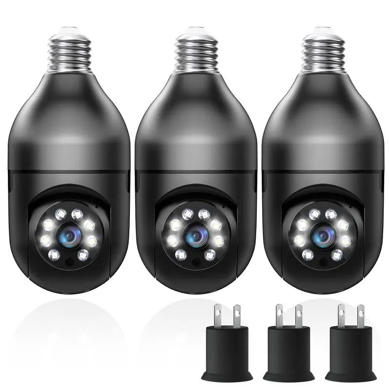 WESECUU Light Bulb Camera 2.4/5Ghz-Wireless 3MP/2MP HD, Infrared Night Vision,Pan/Tilt, 2-Way Audio, Human Detection,Alarm,Alexa Compatible Security
