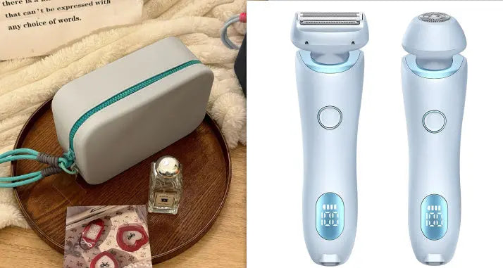 Close-up of USB rechargeable epilator showing hypoallergenic shaving head