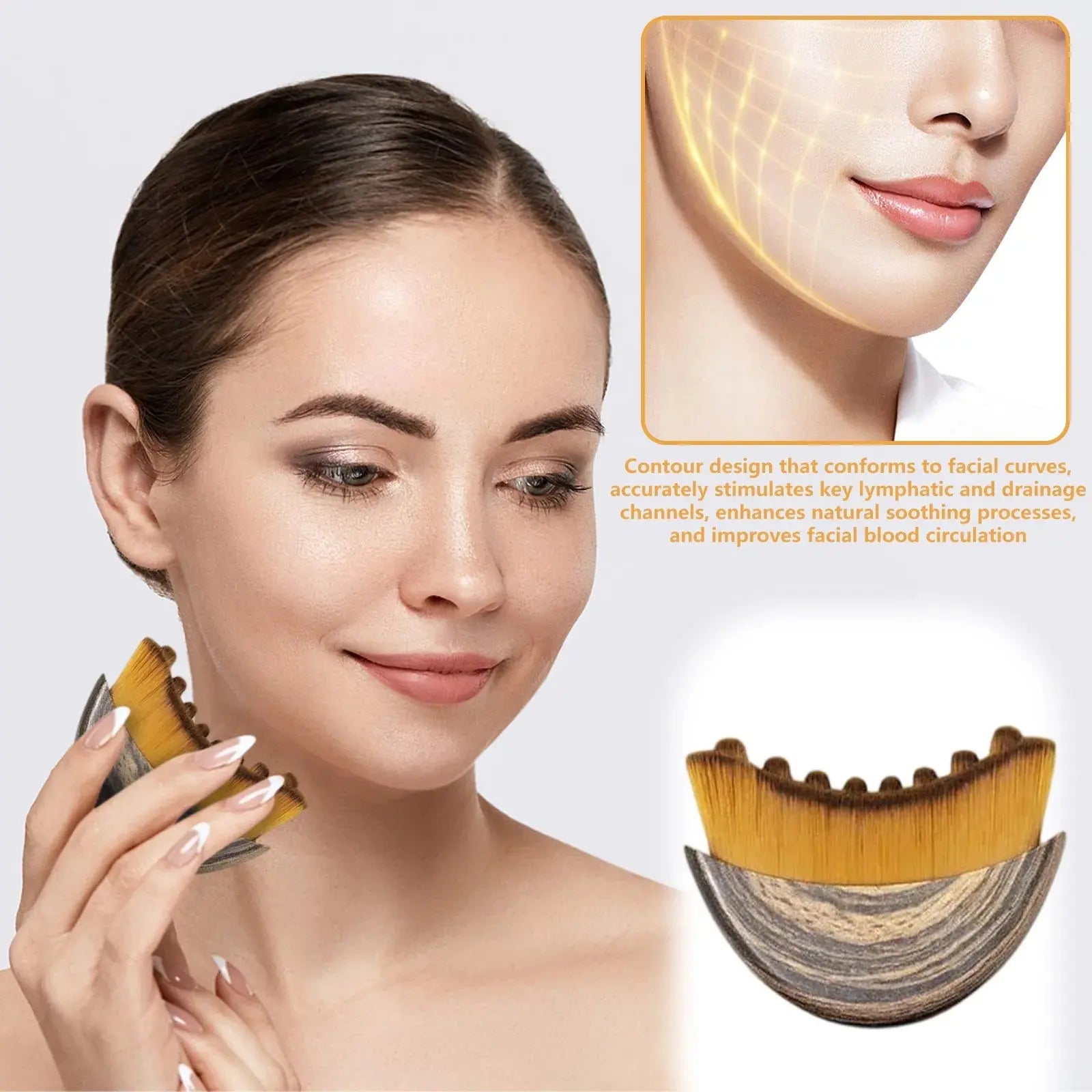 Portable Lymphatic Contour Face Brush Multi-Function Chin Reduce Puffiness Lymphatic Drainage Face Brushs Facial Sculpting Tool