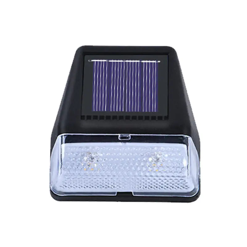 Solar outdoor LED wall light with rainproof design, ideal for courtyard, garden, stairs, and fence lighting