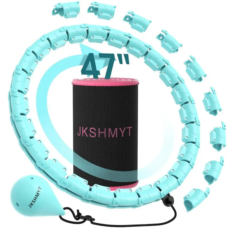 Weighted Hula Circle for Adults, Infinity Hoop Fit plus Size 47 Inch/120Cm, Include 24 Detachable Links and Waist Trainer for Women, Home Workout Equipment