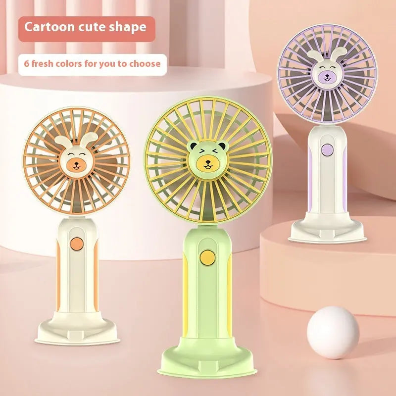 New summer cartoon handheld mini USB rechargeable fan, portable and cute design, perfect for travel, home, and outdoor use