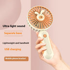 New summer cartoon handheld mini USB rechargeable fan, portable and cute design, perfect for travel, home, and outdoor use