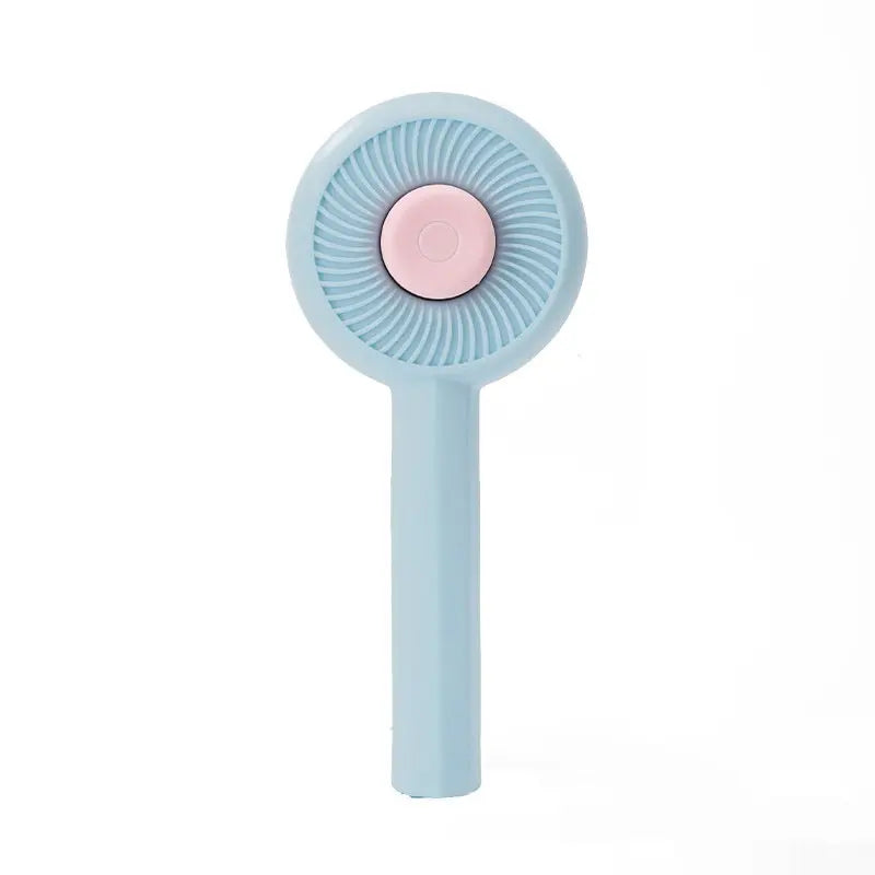Pet hair dryer hot air comb in beige and blue – grooming brush for drying and removing fur from dogs and cats

