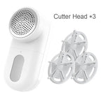 Rechargeable white fabric shaver with plastic case – portable lint and fuzz remover for sweaters and clothes

