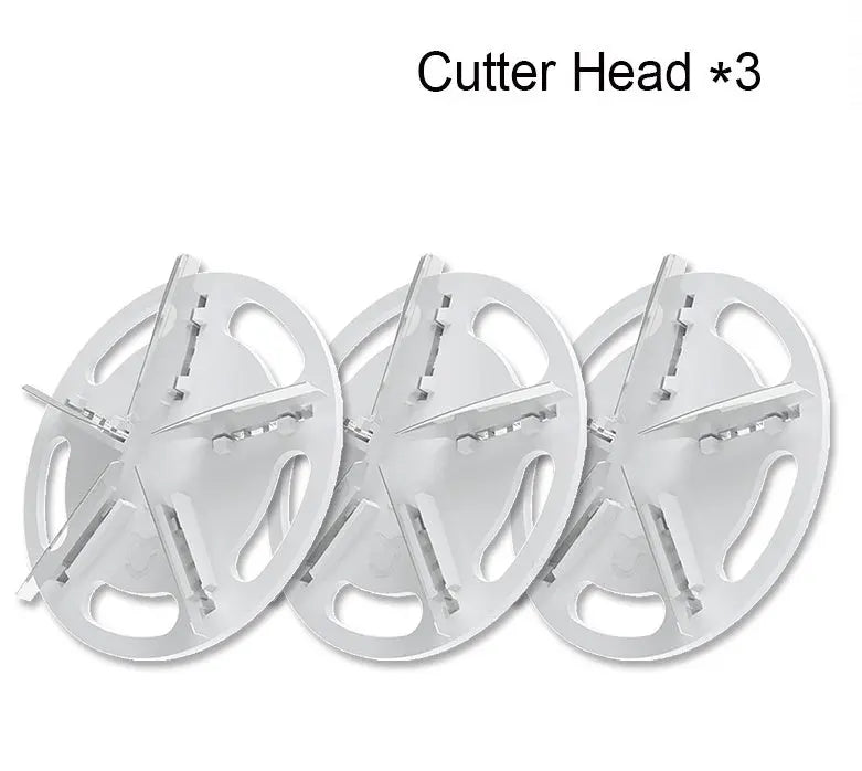 Three metal cutter heads indicating quantity.