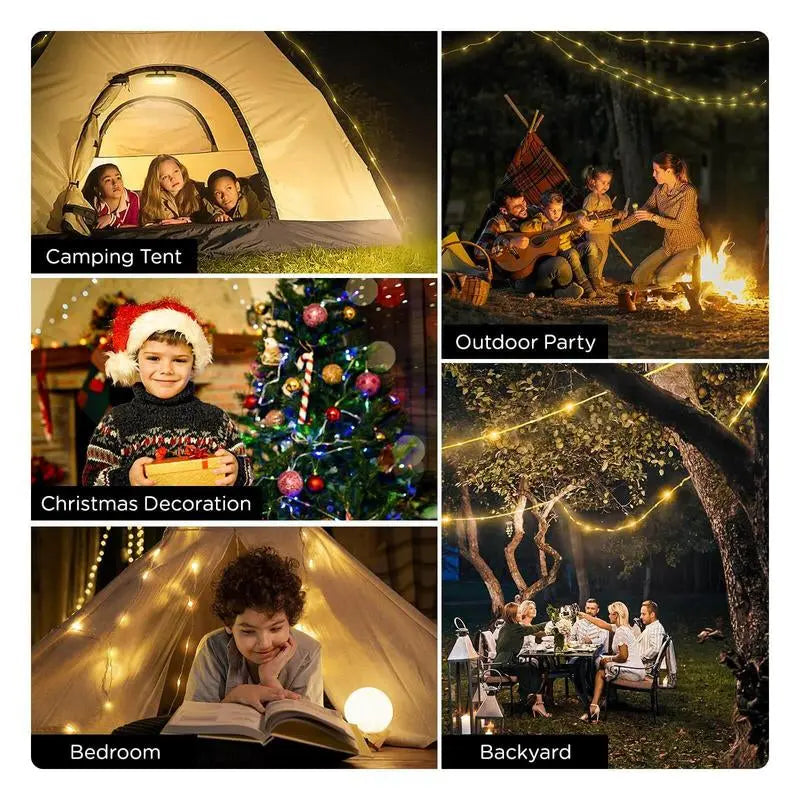 OGERY Camping String Lights, 4 in 1 Quick Storage 32.8FT Rechargeable Retractable String Lights with 8 Lighting Modes, Waterproof Emergency Light Outdoor Led Bulbs Lamp