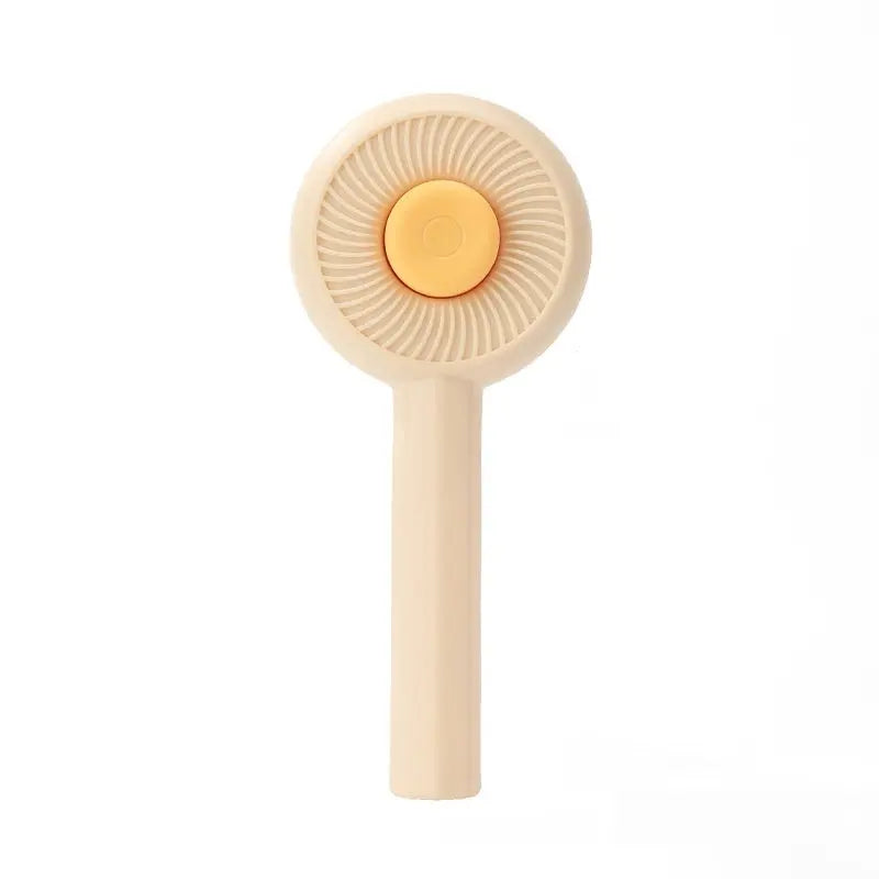 Pet hair dryer hot air comb in beige and blue – grooming brush for drying and removing fur from dogs and cats


