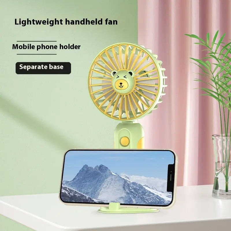 New summer cartoon handheld mini USB rechargeable fan, portable and cute design, perfect for travel, home, and outdoor use