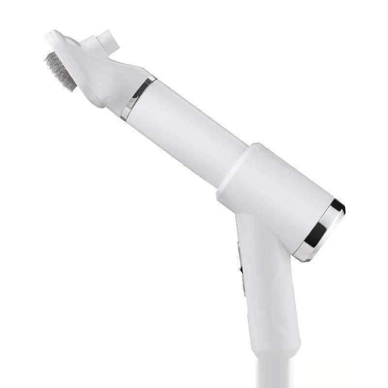 Pet hair dryer hot air comb in beige and blue – grooming brush for drying and removing fur from dogs and cats

