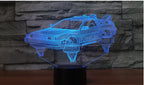 3D sci-fi car night light in seven colors, perfect for children's bedroom and study room decor